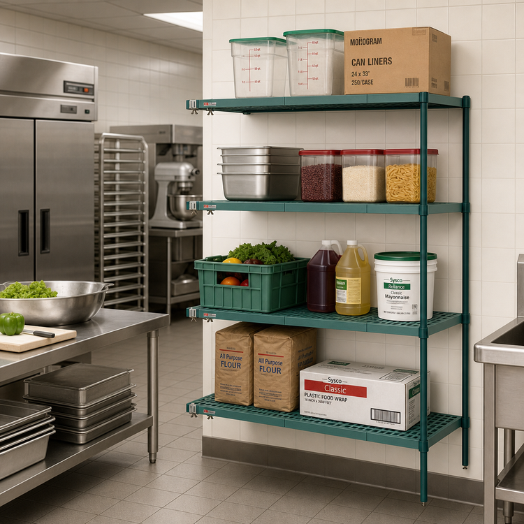 Product image #2 for Metro Super Erecta Pro 4-Shelf Add-On Polymer Shelving Unit, 24 x 42 x 63 Inches, Green