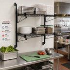 Thumbnail image #2 for Quantum WC34-CB1236BK Wall-Mounted Cantilever Wire Shelving Unit, 2 Shelves, 36" W x 12" D, Black Epoxy