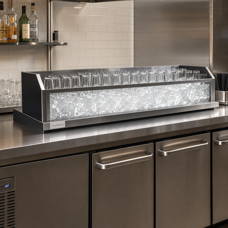 Product image #2 for Glastender Back Bar Glass Ice Display Unit, 66 Inch W x 16 Inch D x 9 Inch H