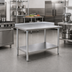 Thumbnail image #2 for Deluxe Series 30 Inch x 30 Inch Corner Stainless Steel Work Table with 4-1/2 Inch Backsplash and Undershelf