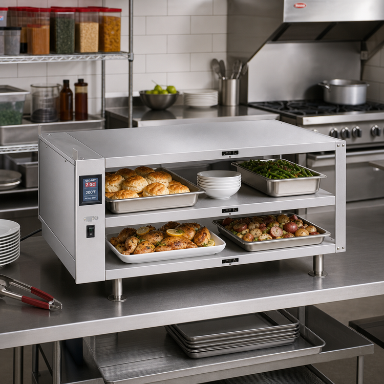 Product image #3 for Hatco Glo-Ray 2-Go 2-Tier Heated Holding Shelves, 39 x 20 Inches, Touchscreen Controls, Stainless Steel