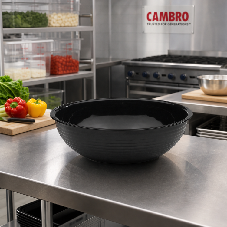 Product image #3 for Cambro Camwear® Round Ribbed Polycarbonate Bowl, 3.2 Qt., 10-Inch Diameter, Black
