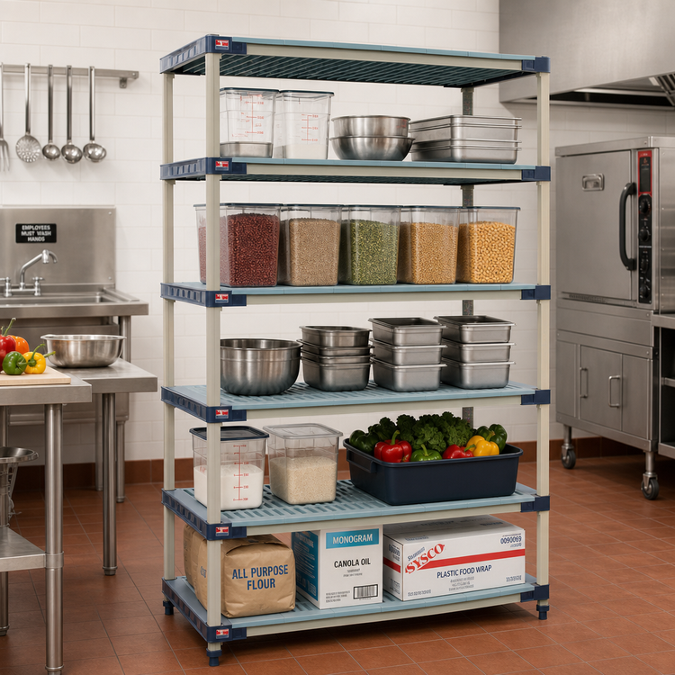 Product image #2 for MetroMax 4 5-Shelf All-Polymer Starter Shelving Unit, 48" W x 21" D x 74" H