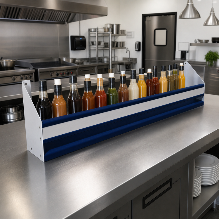 Product image #2 for Advance Tabco Prestige Supreme Single-Tier Stainless Steel Speed Rail, 60 Inch, 15-Bottle Capacity