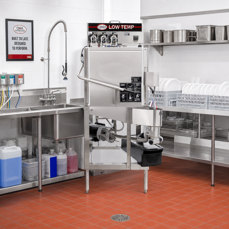 Product image #3 for CMA Energy Mizer C Low-Temperature Chemical Sanitizing Single-Rack Corner Door-Type Dishwasher