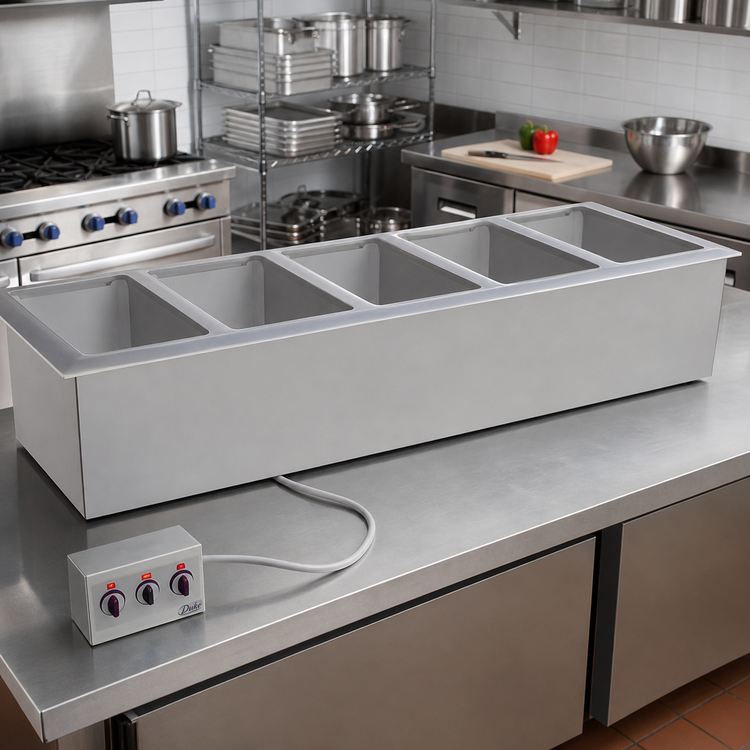 Product image #2 for Duke Manufacturing Insulated Electric Hot Food Drop-In Unit with 5 Full-Size 12 x 20 Wells and Remote Infinite Controls