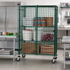 Thumbnail image #2 for Quantum 2460-63SECP Stationary Wire Security Cage with Locking Doors and Panel Set, 60W x 24D x 63H, Green Epoxy