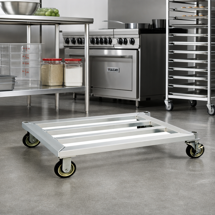 Product image #3 for New Age Mobile Aluminum Dunnage Rack with 5" Casters, 43-3/4"W x 24"D x 8-1/4"H, 1000 lb Capacity