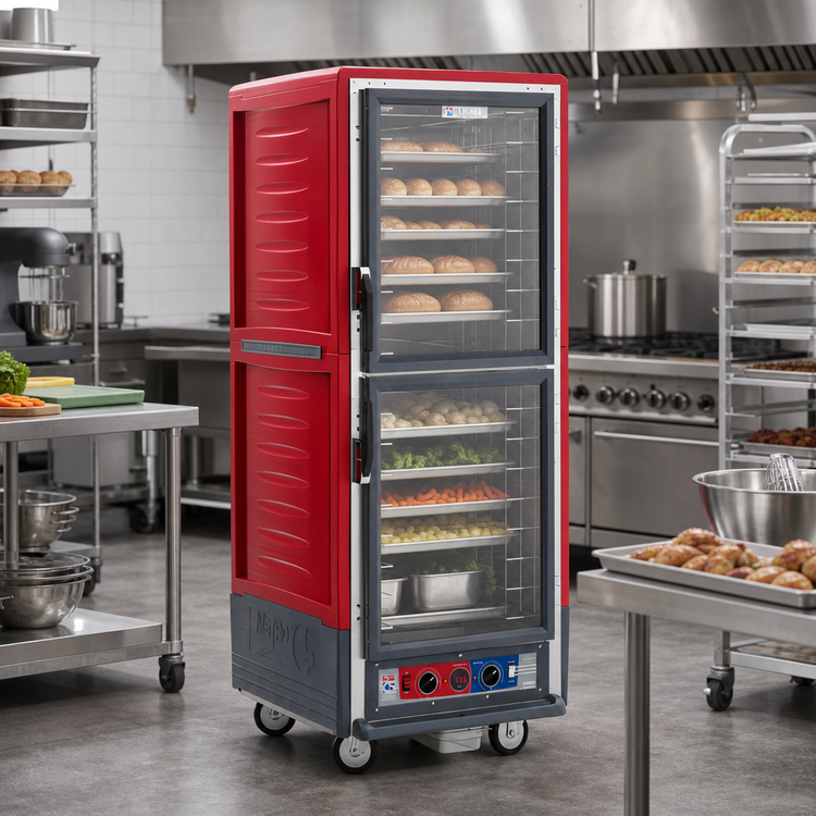 Product image #2 for Metro C5 3 Series Full-Height Mobile Heated Holding and Proofing Cabinet with Red Insulation Armour, Dutch Clear Doors, and Lip Load Slides