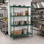 Thumbnail image #2 for Eagle Group Valu-Gard F2QA2-74-2436VG 4-Tier Stationary Wire Shelving Starter Unit, 36 x 24 x 74 Inches, Green Epoxy