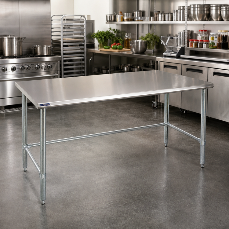 Product image #2 for Spec-Master 108"W x 48"D 14-Gauge Stainless Steel Work Table with Galvanized Base