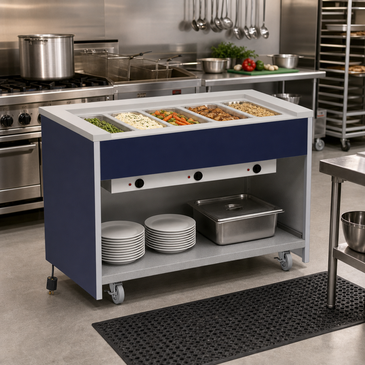 Product image #2 for Atlas Metal INFIH-OT-5 Mobile Hot Food Unit, 5-Well, Open Cabinet Base