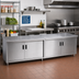 Thumbnail image #2 for Advance Tabco Special Value Economy Enclosed Work Table with Cabinet Base and Hinged Doors, 84 x 24 Inch, 16-Gauge 304 Stainless Steel Top