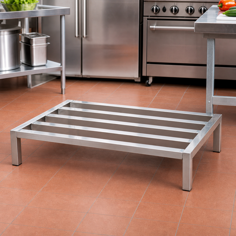 Product image #2 for Panco 60"W x 20"D x 12"H Aluminum Dunnage Rack, 4-Lat, 1500 lb. Capacity