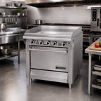 Thumbnail image #2 for Garland Master M48S 34-Inch Heavy-Duty Gas Griddle Range, 1-Inch Plate, Thermostatic Controls, Storage Base