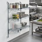 Thumbnail image #2 for Quantum WC54-CB1454C Wall-Mounted Cantilever Shelf Starter Unit with 3 Wire Shelves, 54-Inch Posts and Chrome-Plated Finish