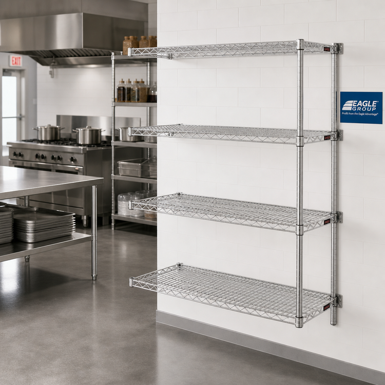 Product image #2 for Eagle Group 42 x 24 x 63 Inch 4-Tier Chrome Wire Add-On Shelving Unit