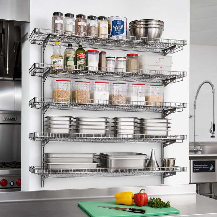 Product image #2 for Eagle Group QuadTruss 5-Tier Wall-Mounted Wire Shelf Kit, 30 x 18 Inches, Chrome