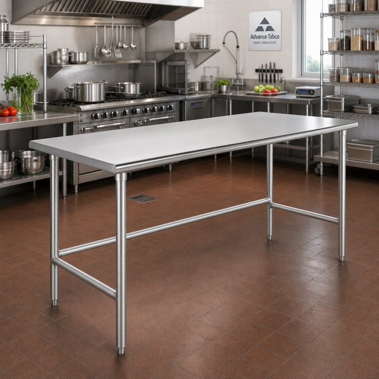 Product image #2 for Advance Tabco 144" x 48" 14-Gauge 304 Stainless Steel Work Table