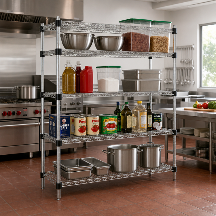 Product image #2 for EagleGard Stationary Quad-Adjust 4-Tier Starter Wire Shelving Unit, 72"W x 24"D x 74"H
