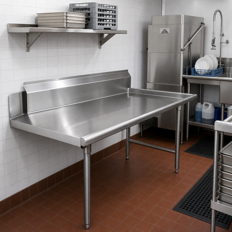 Product image #2 for Advance Tabco Clean Straight Left-Attach Dish Table, 71 x 30 Inches, Right-to-Left, 10-1/2-Inch Backsplash