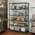 Thumbnail image #2 for Quantum 72 Inch x 12 Inch x 74 Inch Wire Shelving Starter Kit, 5 Shelves, Green Epoxy Antimicrobial Finish