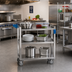 Thumbnail image #3 for Carlisle Stainless Steel 3-Shelf Utility Bus Cart, 500 lb Capacity, 18 x 27 in.
