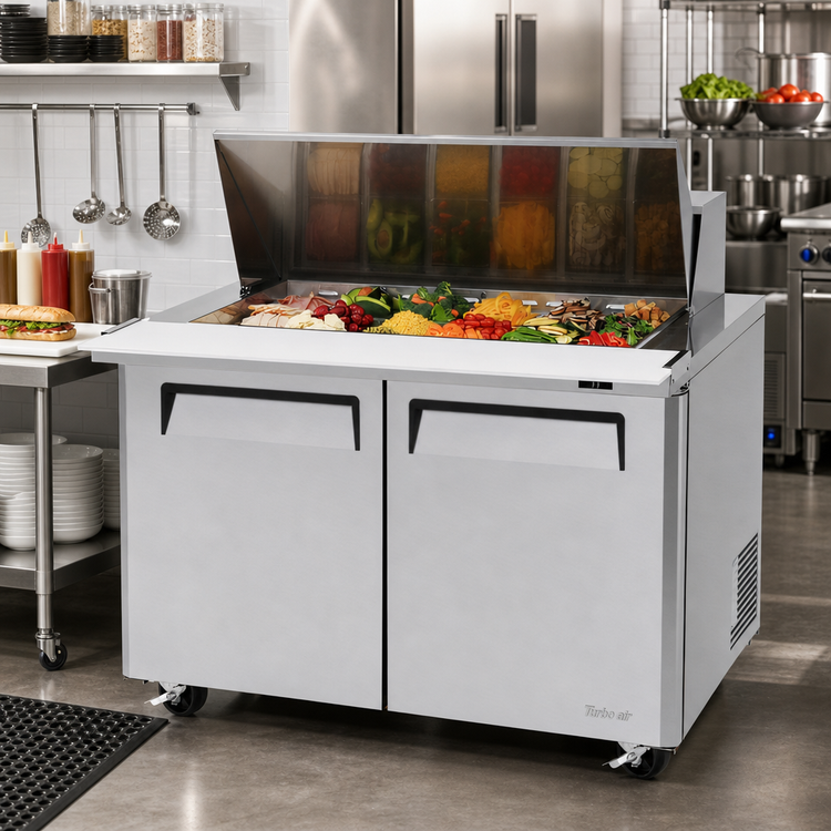 Product image #2 for Turbo Air M3 Series 48-Inch Two-Section Mega Top Sandwich/Salad Prep Table