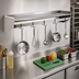 Thumbnail image #2 for 60-Inch x 15-Inch Wall-Mount Stainless Steel Wall Shelf with Pot Rack and 5 Hooks