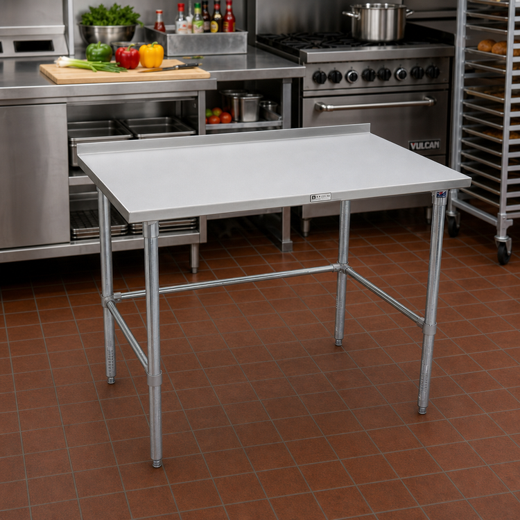 Product image #2 for John Boos Stallion 30 Inch x 24 Inch Stainless Steel Top Work Table with 1-1/2 Inch Rear Riser and Galvanized Base