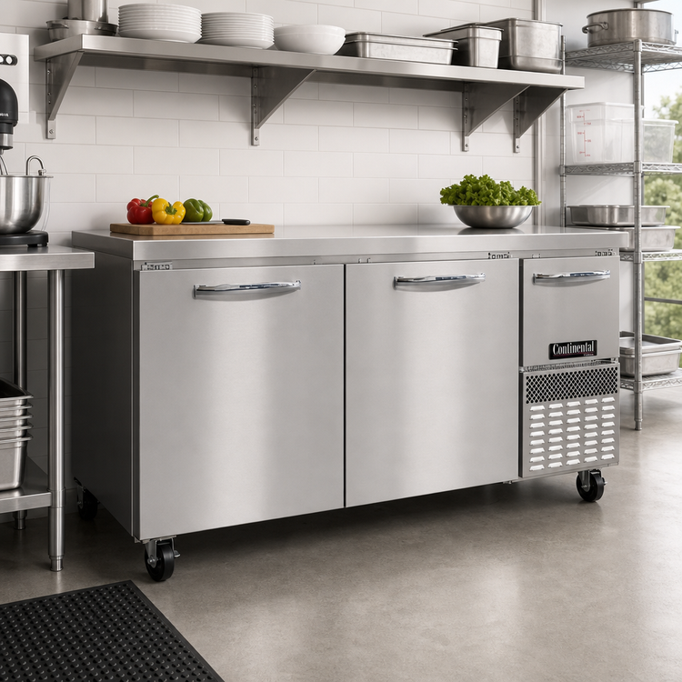 Product image #2 for Continental Refrigerator FA68SN 68" Shallow Depth Worktop Freezer with 2 Full & 1 Half Height Doors