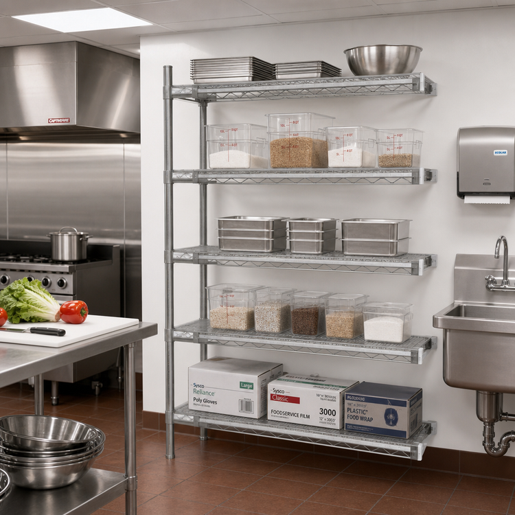 Product image #2 for Eagle Group 5-Tier Add-On Wire Shelving Unit with QuadTruss, 48 x 18 x 86 Inches, Stainless Steel Finish