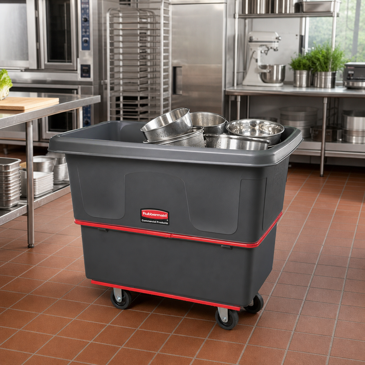 Product image #2 for Rubbermaid Commercial Heavy-Duty Open-Top Utility Truck, 8 Cu. Ft., 700 lb Capacity, Gray