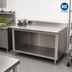 Thumbnail image #2 for Advance Tabco Special Value Economy 72-Inch x 30-Inch Stainless Steel Work Table with 5-Inch Backsplash and Open Front Cabinet Base
