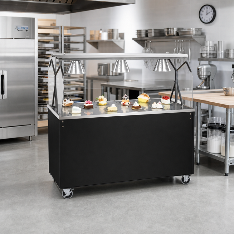 Product image #2 for 2-Series Affordable Portable 46-Inch Mobile Utility Station with Solid Base, Stainless Steel Top, and Buffet Breath Guard
