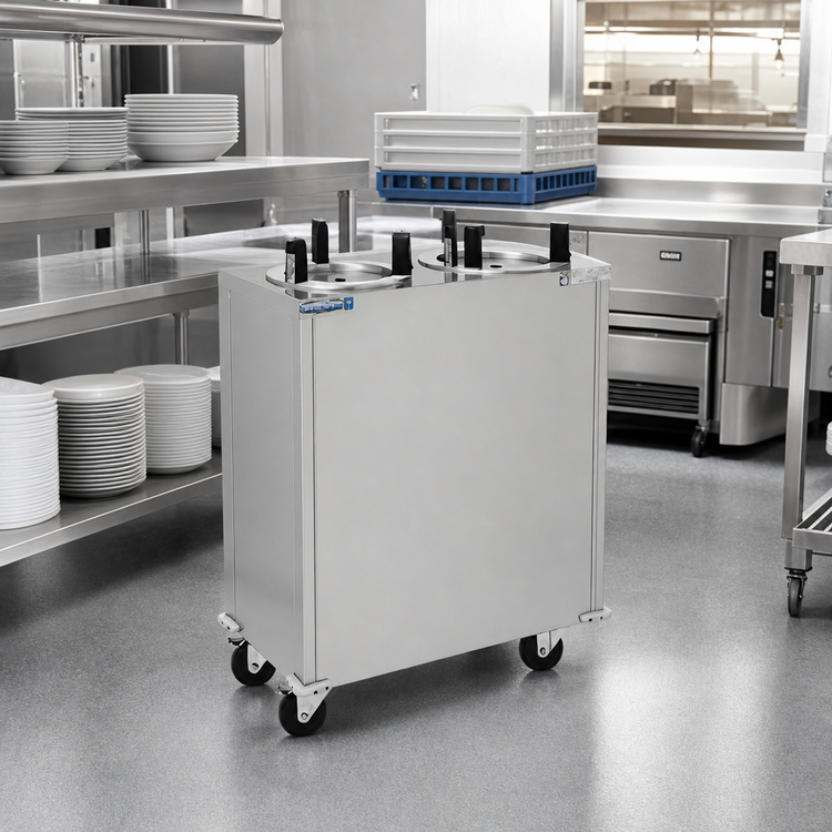 Product image #2 for Shelleymatic by Delfield CAB2-1450ET Even Temp Heated Enclosed Mobile Two-Stack Dish Dispenser