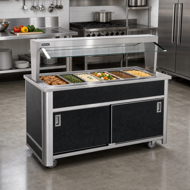 Product image #2 for Atlas Metal BLH-6-BU Mobile 6-Well Electric Buffet Style Hot Food Serving Counter