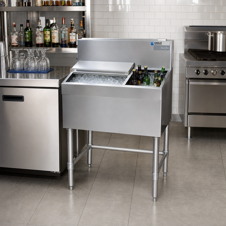 Product image #2 for Eagle Group Spec-Bar Insulated Combo Ice Bin/Bottle Unit, 24 Inch x 19 Inch, 40 lb. Capacity