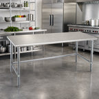 Thumbnail image #2 for Eagle Group Deluxe T3672GTEB 72 x 36-Inch 16-Gauge 304 Stainless Steel Top Work Table with Open Galvanized Base