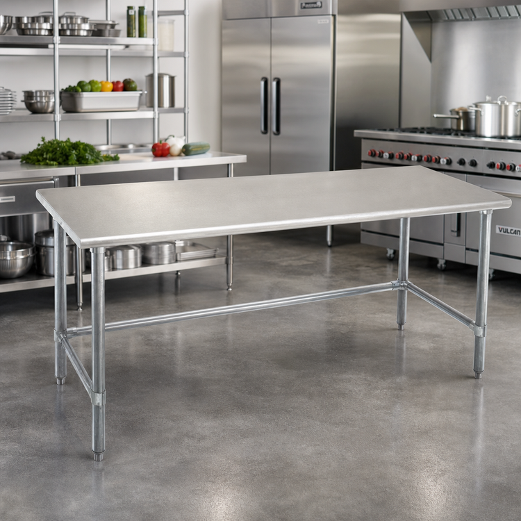 Product image #2 for Eagle Deluxe Series 72-Inch W x 36-Inch D Stainless Steel Top Work Table with Galvanized Tubular Base