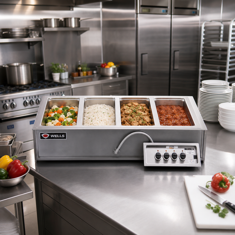 Product image #2 for Wells MOD-400 Top-Mount Built-In Electric Hot Food Well with 4 Full-Size Pan Openings