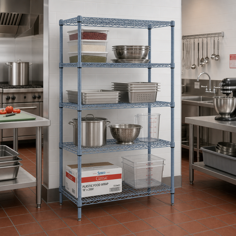 Product image #2 for Quantum 36 in. W x 24 in. D x 54 in. H 5-Shelf Stationary Wire Shelving Starter Kit, Gray Epoxy Antimicrobial Finish