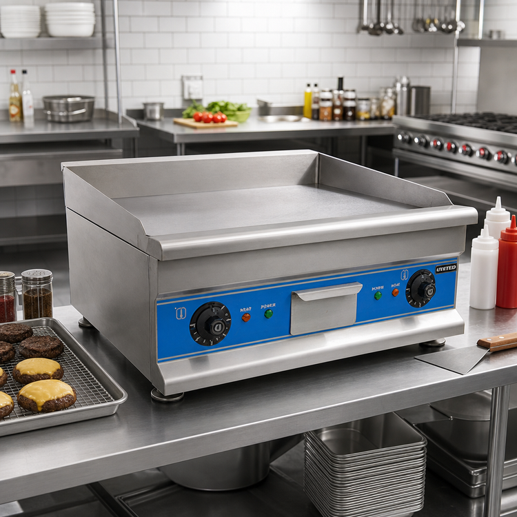 Product image #2 for Uniworld Economy 30-Inch Countertop Commercial Electric Griddle with Built-In Drip Pan, 220V, 6000W