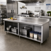 Thumbnail image #2 for Advance Tabco Special Value 84-Inch x 24-Inch Open Base Stainless Steel Work Table with 5-Inch Backsplash