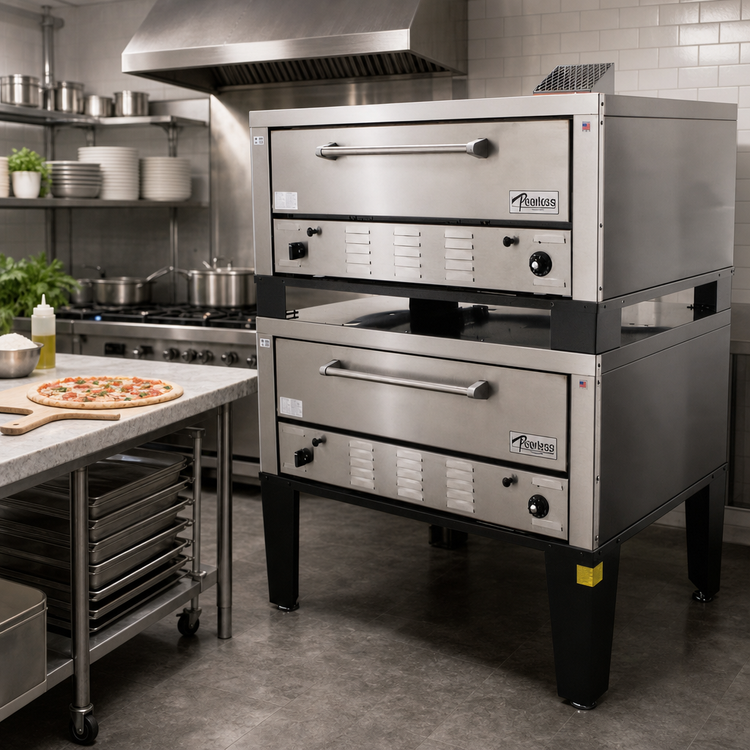 Product image #3 for Peerless CW42P Double-Stacked Gas Pizza Deck Oven with 42 x 32 Inch Stone Decks