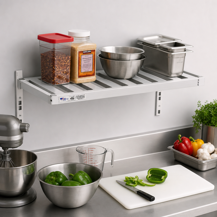 Product image #3 for New Age Adjust-A-Shelf T-Bar Series Wall-Mounted Aluminum Shelf, 36 x 15 Inch, 1,500 lb Capacity