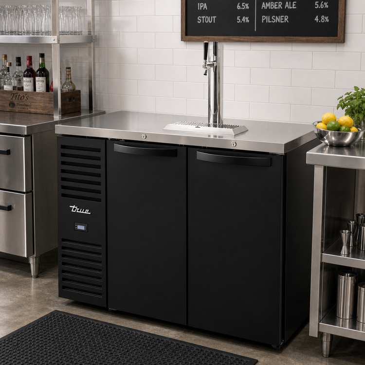 Product image #2 for True Premier Bar 48-Inch Two-Section Refrigerated Draft Bar Cooler, Flat Top