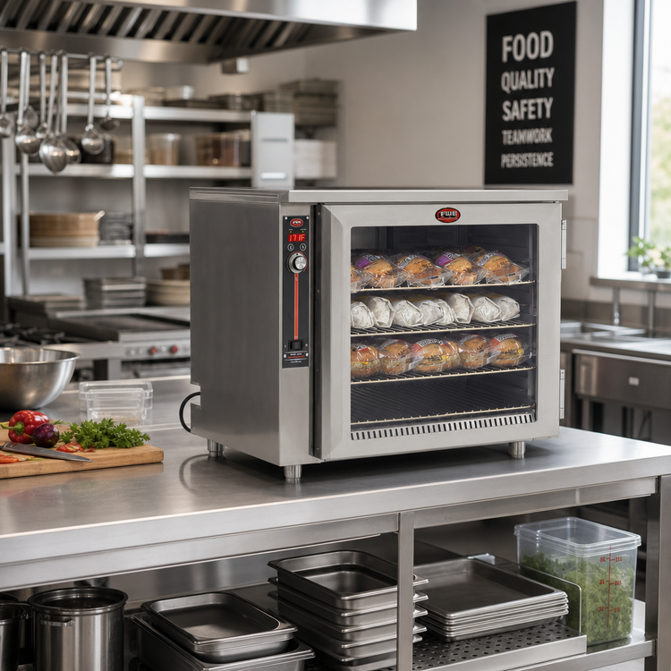 Product image #2 for FWE Handy Line Countertop Side-Loading Heated Holding Cabinet, 4 Full-Size Pan Capacity, Lexan Door