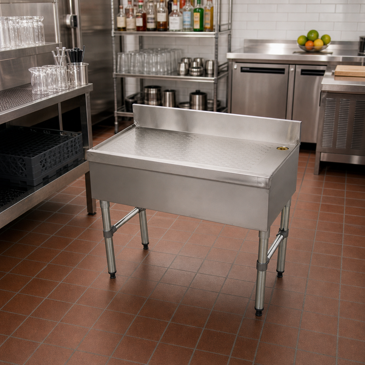 Product image #2 for Advance Tabco Special Value Series Free-Standing Stainless Steel Bar Type Drainboard, 24 x 18 x 33 Inches