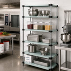 Thumbnail image #2 for Quantum WRS5-63-2136SS Solid Stainless Steel Shelving Starter Kit, 5 Shelves, 36"W x 21"D x 63"H